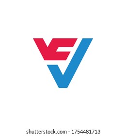 letter vj triangle geometric arrow logo vector