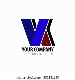 Letter VK abstract logo design template elements blue red color