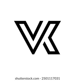 Letter Vk line art creative monogram typography logo