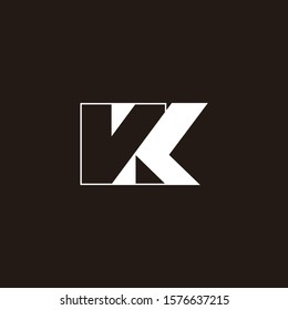 letter vk simple geometric negative space logo vector