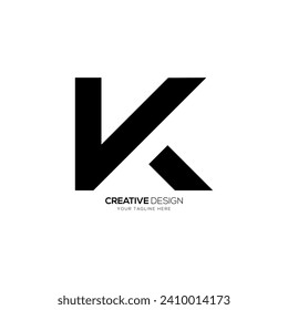 Letter Vk simple line shape creative unique monogram logo design concept