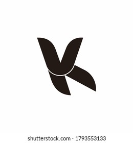 letter vk simple linked curves geometric logo vector