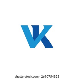 Letra VK Simple Linked Geométrica Flecha Arriba Logotipo Vector 