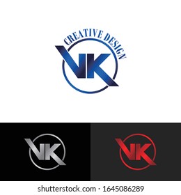 Letra VK diseño simple de logotipo vectorial