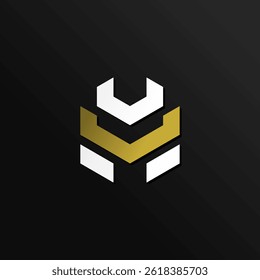 Letter VM Luxurious Monogram Logo forming Robot Knight Head with Crown