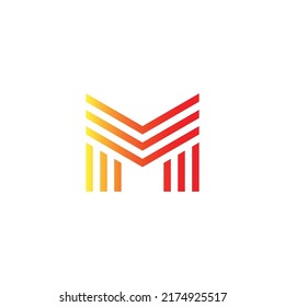 Letter VM MV V M lines, gradient geometric symbol simple logo vector