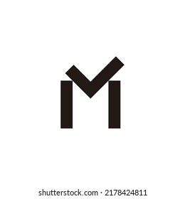 Letter vM Mv v M tick geometric symbol simple logo vector