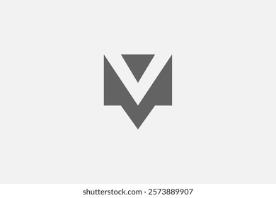 Letter VM negative space minimalist modern logo
