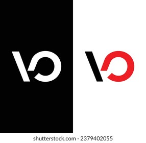 Letter VO Logo Design. Black and White Logo. Usable for Business Logos. Flat Vector Logo Design Template