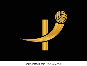 Letter I Volleyball Logo Design For Volleyball Club Symbol Vector Template. Volleyball Sign Template Design.
