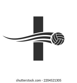 Letter I Volleyball Logo Design For Volley Ball Club Symbol Vector Template. Volleyball Sign Template