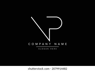 Letter VP monogram logo, mockup thin line VP