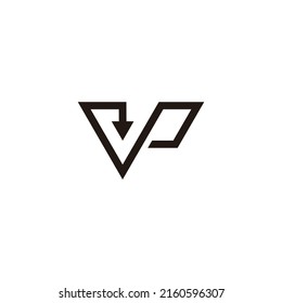 Buchstaben vp, einfacher Linkspfeil, Vektorgrafik