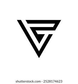 Letter Vp or Vz initial triangle shape modern unique logo