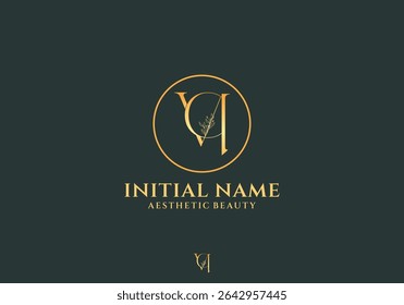 Letter Vq Beauty Logo with Flourish Ornament Luxury	