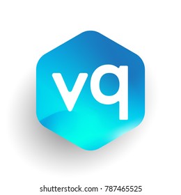 Letter VQ logo in hexagon shape and colorful background, letter combination logo design for business and company identity.
