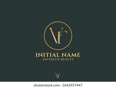 Letter Vr Beauty Logo with Flourish Ornament Luxury	