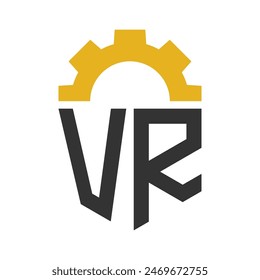 Letter VR Gear Logo Design for Service Center, Repair, Factory, Industrial, Digital and Mechanical Business