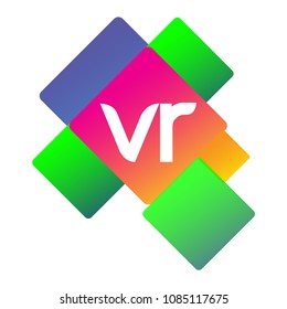 Letter VR logo with colorful geometric shape, letter combination logo design for creative industry, web, business and company.