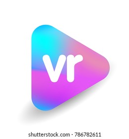 Letter VR logo in triangle shape and colorful background, letter combination logo design for business and company identity.
