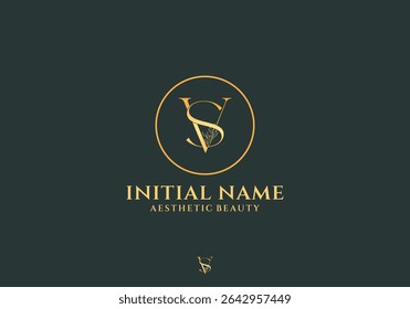 Letter Vs Beauty Logo with Flourish Ornament Luxury	