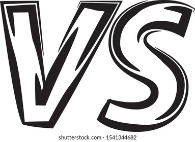 Letter VS black in contrasting white background