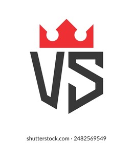 Letter VS Crown Logo. Crown on Letter VS Logo Design Template