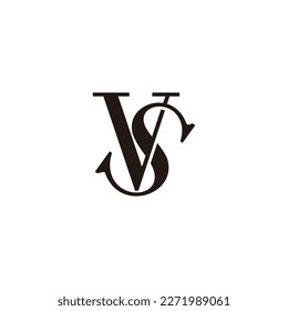 letter vs linked overlapping logo vector 
