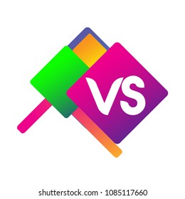 Letter VS logo with colorful geometric shape, letter combination logo design for creative industry, web, business and company.