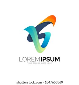 Letter VS-Logo-Kombination, V, S-Logo-Vorlage, 3D-farbig