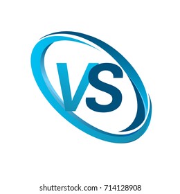 letter VS logotype design for company name colored blue swoosh. vector logo for business and company identity.