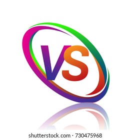 letter VS logotype design for company name colorful swoosh. vector logo for business and company identity.