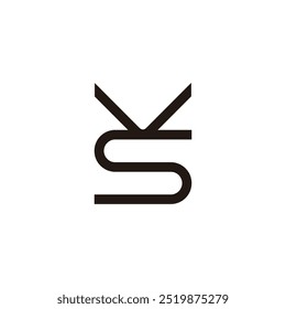 Vector de línea geométrica delgada SV simple vs letra 
