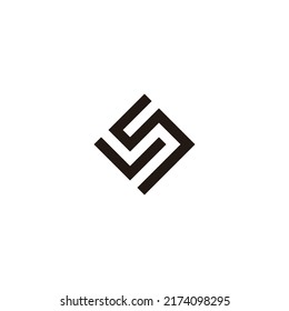 Letter VS SV V S square geometric symbol simple logo vector
