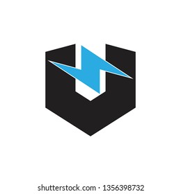 letter vs thunder shape simple geometric logo vector energy