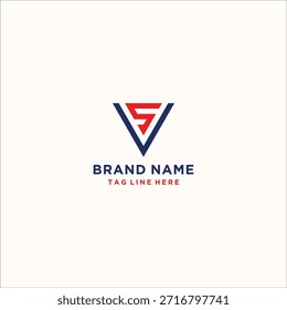 letter VS triangle logo design vector template