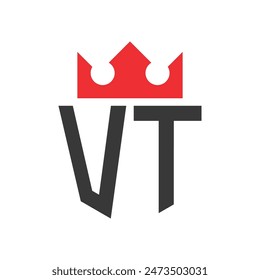 Letter VT Crown Logo. Crown on Letter VT Logo Design Template