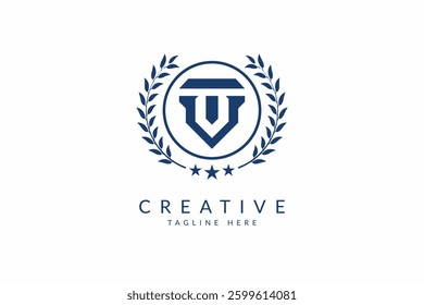 Letter VT with ivy leaf logo design vector template.