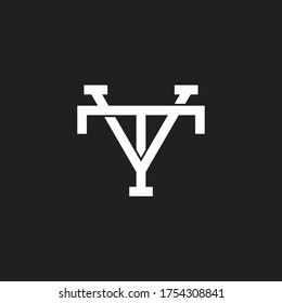 letter vt linked geometric line design symbol logo vector