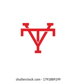 símbolo de diseño de línea geométrica vinculado a la letra vt vector