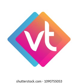 Letter VT logo with colorful geometric shape, letter combination logo design for creative industry, web, business and company.