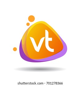 Letter VT logo in triangle splash and colorful background, letter combination logo design for creative industry, web, business and company.