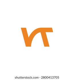letter vt simple linked geometric lines logo vector 