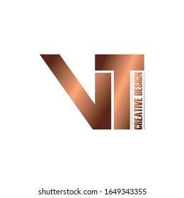 Letter VT simple logo icon design vector