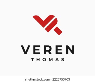 Letter VT TV Monogram Modern Simple Geometric Fly Freedom Vector Logo Design