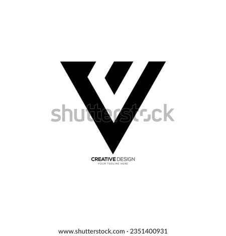 Letter Vu with negative space modern shapes alphabet monogram triangle logo. V logo. U logo