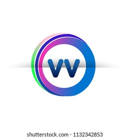 Letter VV logo with colorful circle, letter combination logo design with ring, circle object for creative industry, web, business and company.
