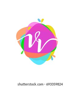 Letter VV logo with colorful splash background, letter combination logo design for creative industry, web, business and company.