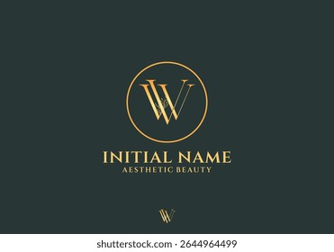 Letter Vw Beauty Logo with Flourish Ornament Luxury	