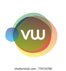 Letter VW logo with colorful splash background, letter combination logo design for creative industry, web, business and company.
